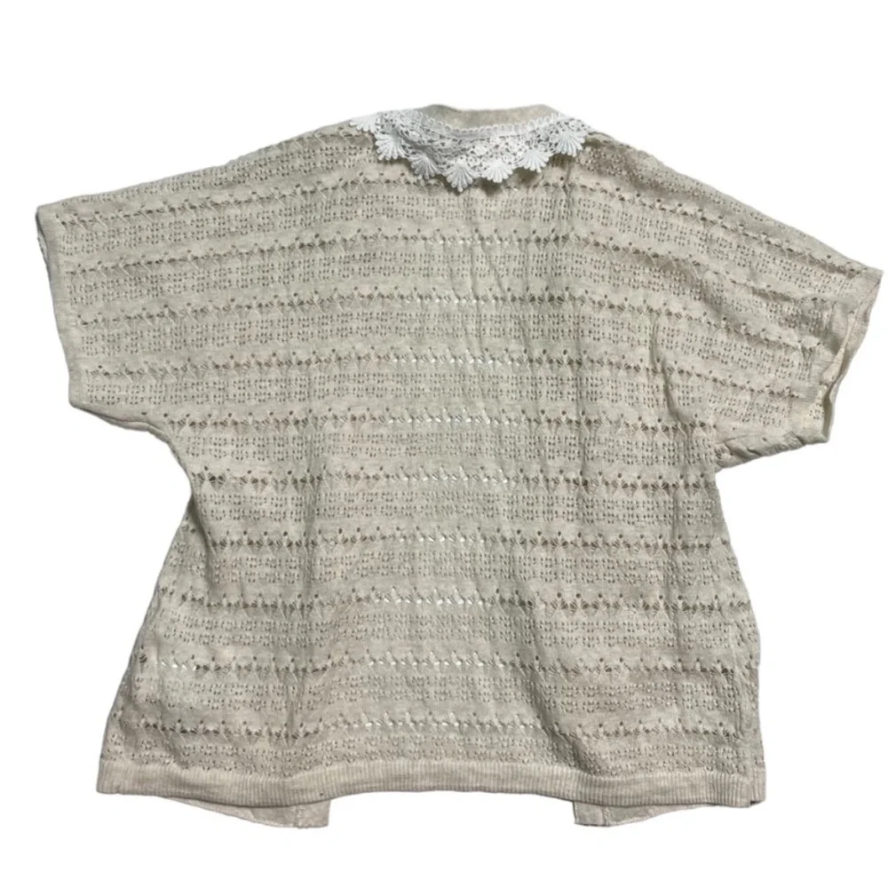 Gap Kids knit  Lace Trim Cardigan short sleeve Oatmeal Girl’s 10